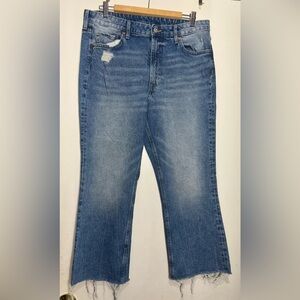 H&M &Denim High Waist Cropped Jeans | Distressed Hem | Size 14